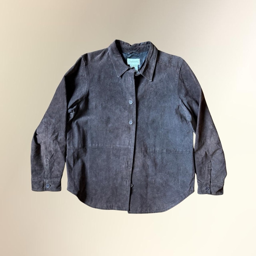 Chadwicks Men's Brown Leather Button-Down Shacket